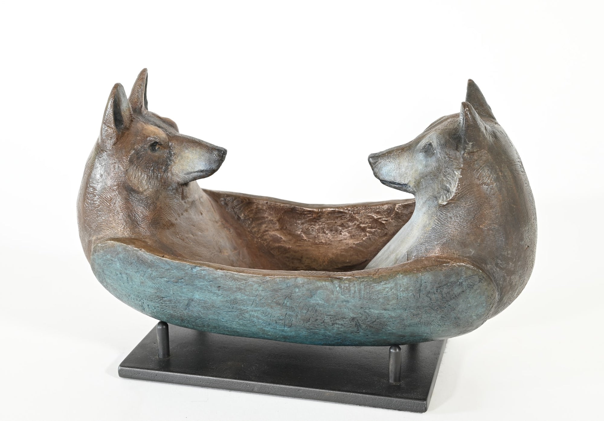"Coyote and Wolf Spirit Canoe" Bronze by Hib Sabin; #2/30