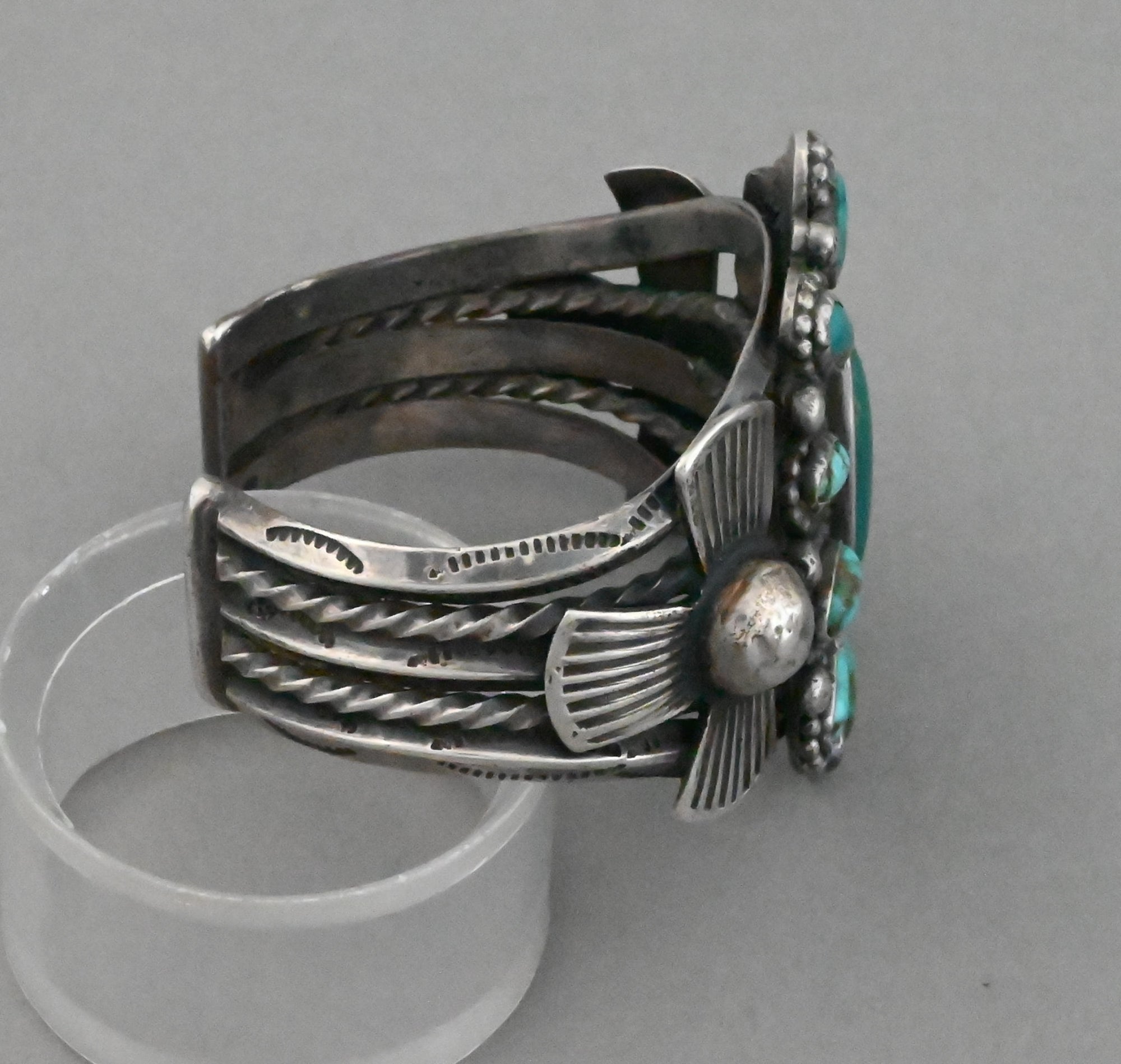 Bracelet with Turquoise Cluster (Navajo) Fred Harvey-era
