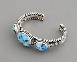 Cuff Bracelet with Golden Hills Turquoise by Artie Yellowhorse