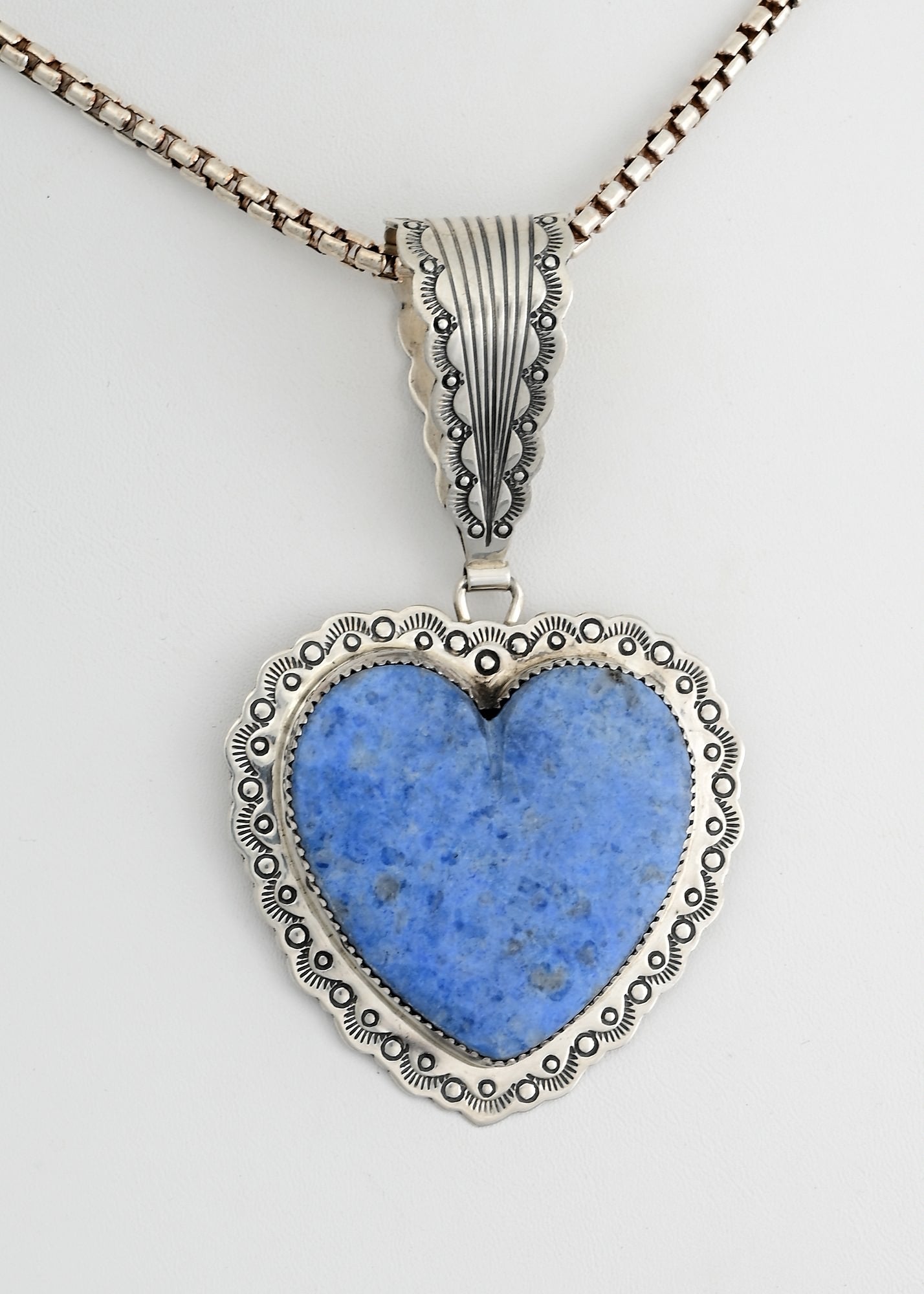 Heart Pendant with Sodalite; Vintage, by Roger Skeets Jr
