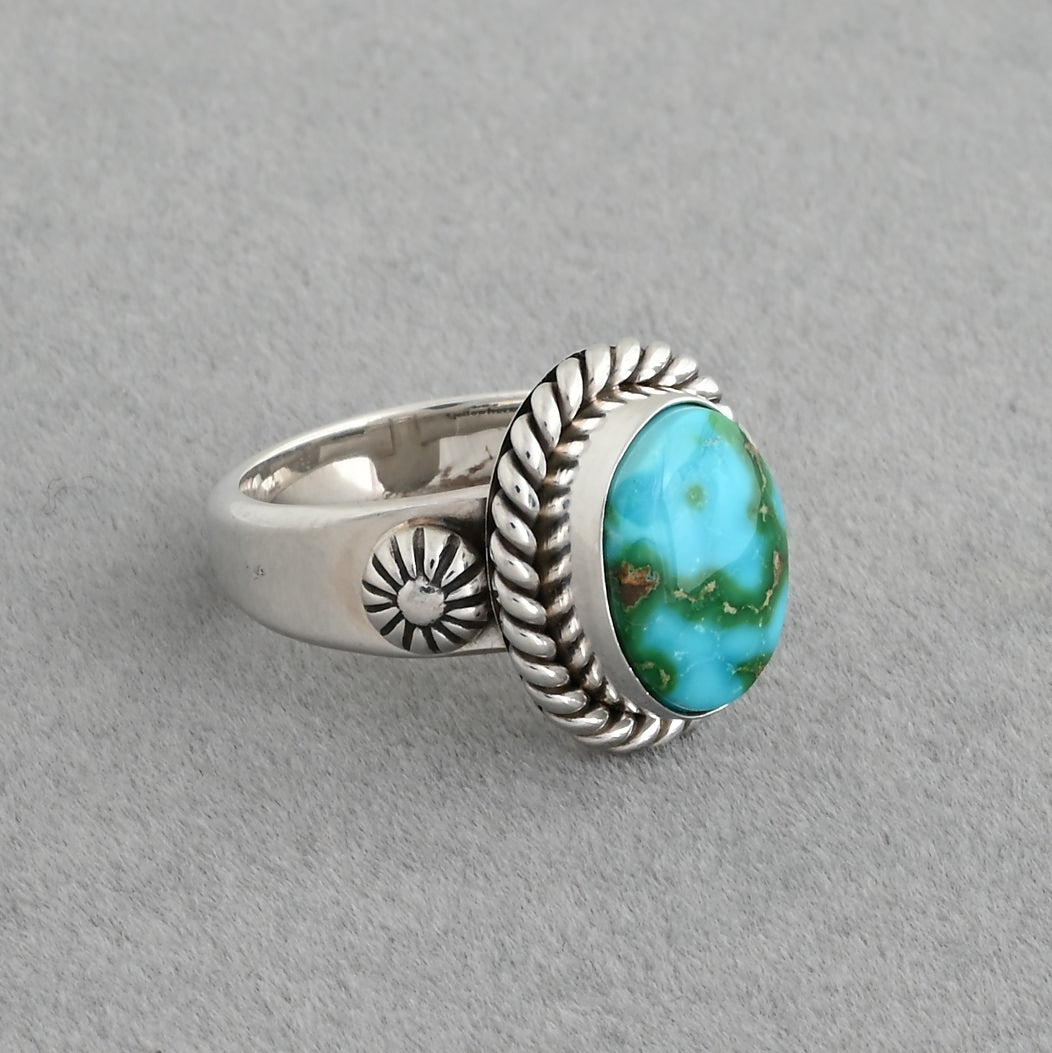 Ring with Sonoran Turquoise by Artie Yellowhorse