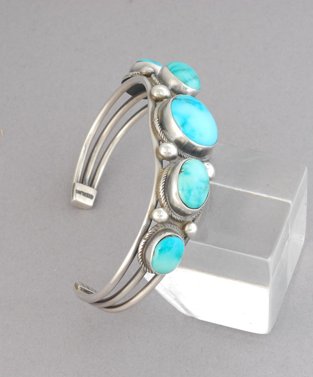 Cuff Bracelet with Easter Blue Turquoise by Nila Johnson
