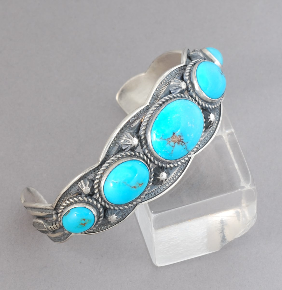 Cuff Bracelet with Old Persian Turquoise by Leonard Chee