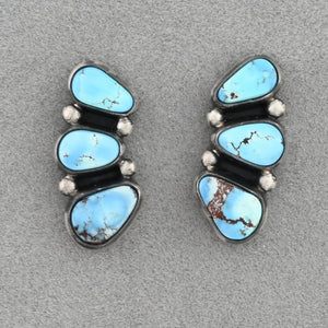 Earrings with Golden Hills Turquoise on Posts by L.D.