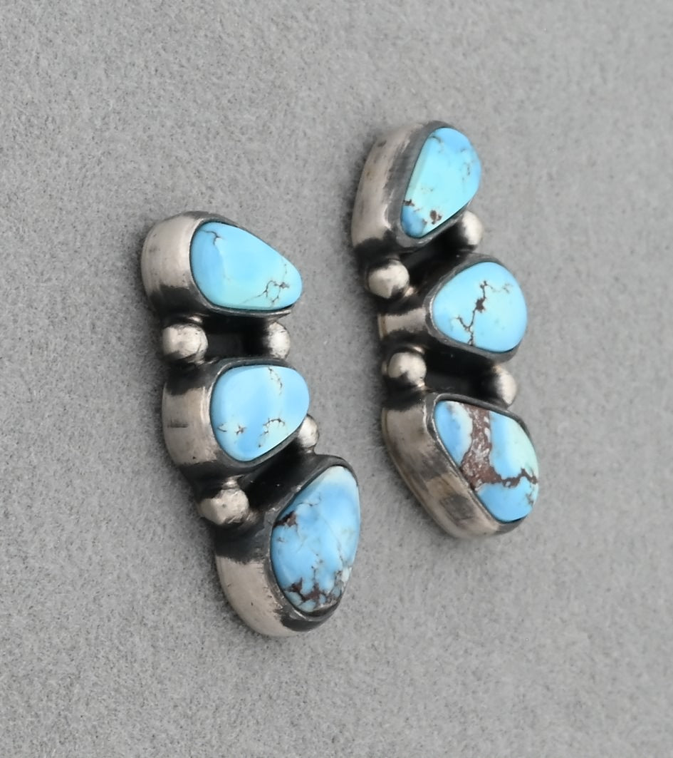 Earrings with Golden Hills Turquoise on Posts by L.D.