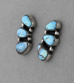 Earrings with Golden Hills Turquoise on Posts by L.D.