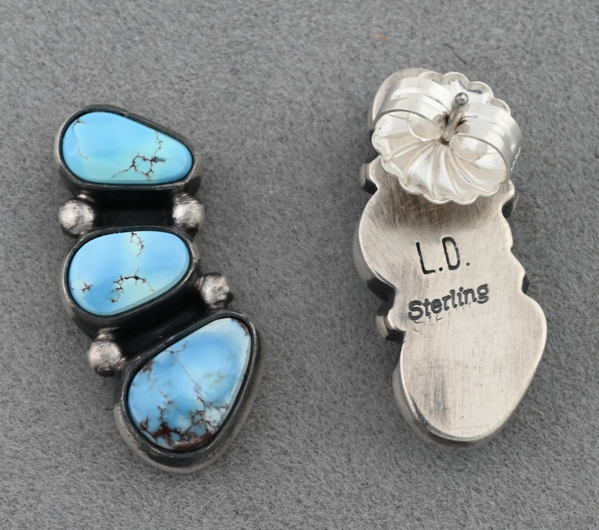 Earrings with Golden Hills Turquoise on Posts by L.D.