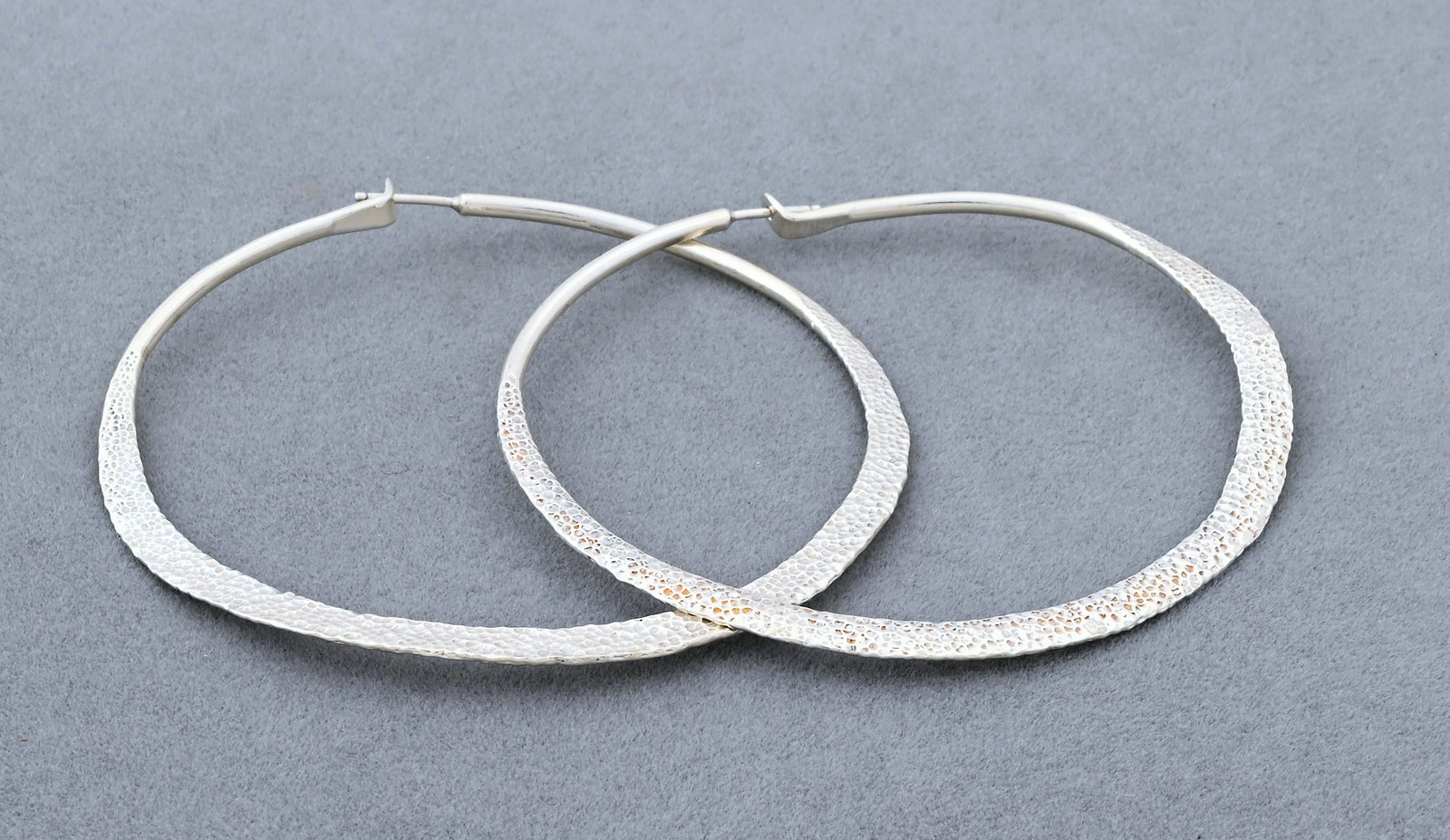 Earrings with XL Hammered Hoops; 2.5" diameter