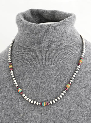 Bead Necklace with Spiny Oyster and Turquoise by Esther Reano