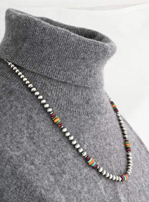 Bead Necklace with Spiny Oyster and Turquoise by Esther Reano