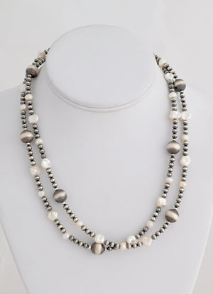 Sterling Bead Necklace with Fresh Water Pearls