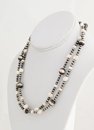 Sterling Bead Necklace with Fresh Water Pearls