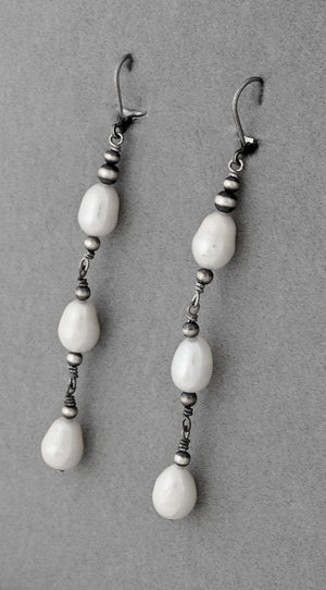 Long Earrings with Freshwater Pearls