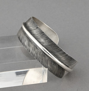 Feather Cuff Bracelet by Lena Platero; .75" wide