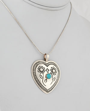 Pendant, Heart-shaped with Flowers by Genevieve Blackgoat