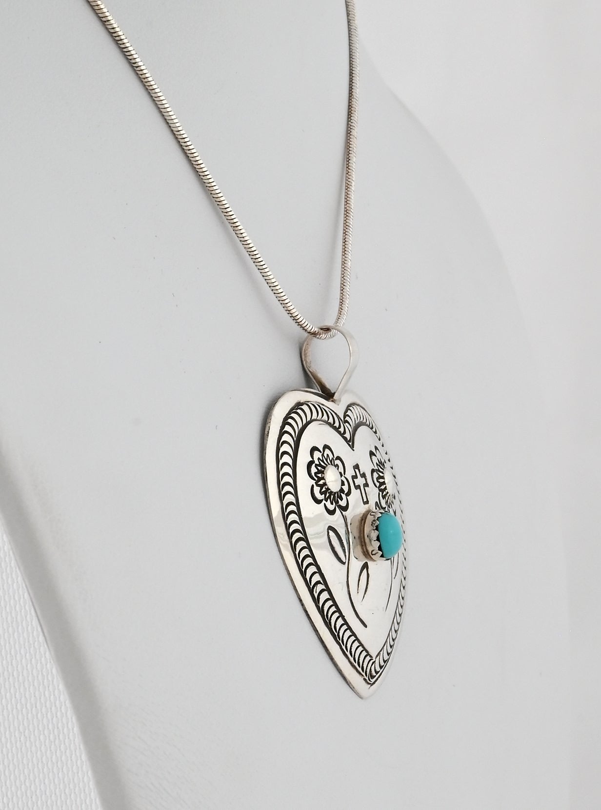 Pendant, Heart-shaped with Flowers by Genevieve Blackgoat