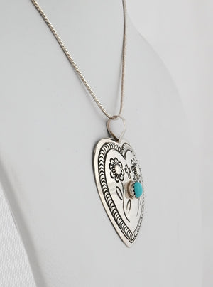 Pendant, Heart-shaped with Flowers by Genevieve Blackgoat