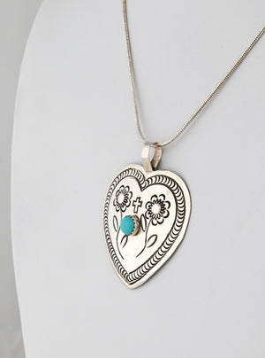 Pendant, Heart-shaped with Flowers by Genevieve Blackgoat