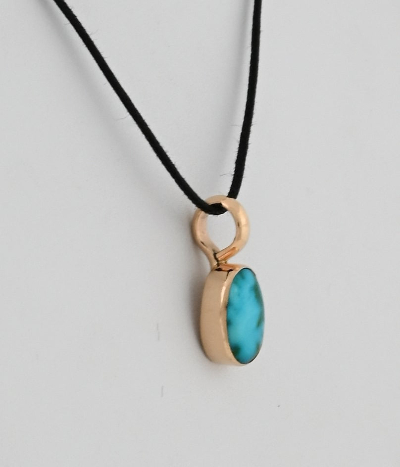 Pendant with Sonoran Mountain Turquoise (14Kt Gold) by Bernyse Chavez