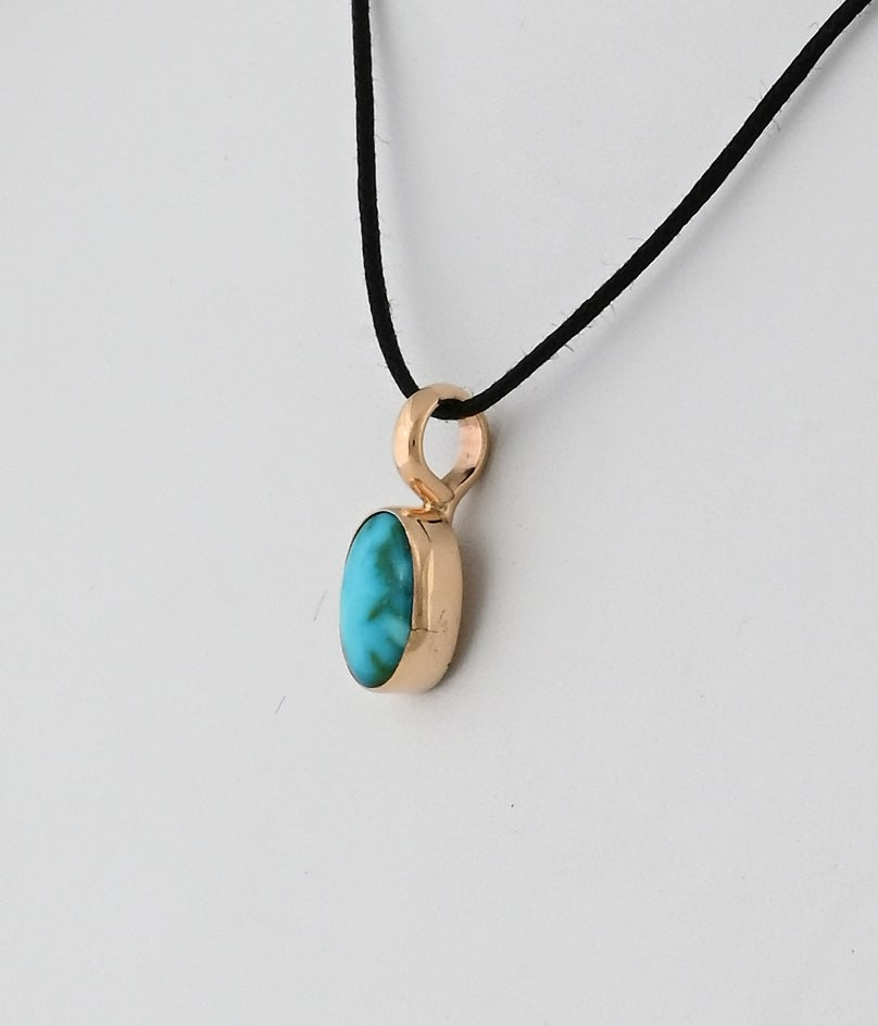 Pendant with Sonoran Mountain Turquoise (14Kt Gold) by Bernyse Chavez