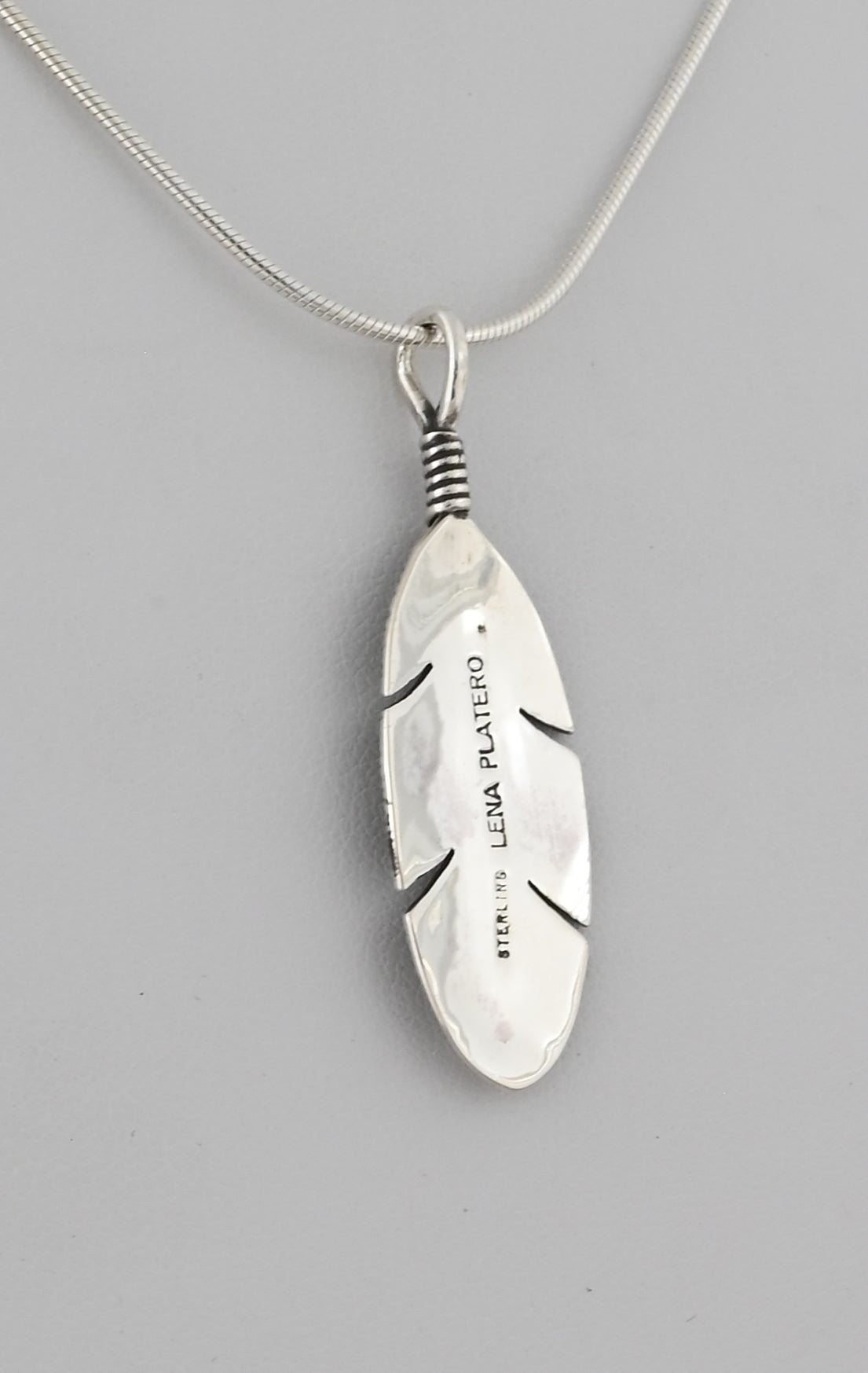 Feather Pendant by Lena Platero; 1.75"