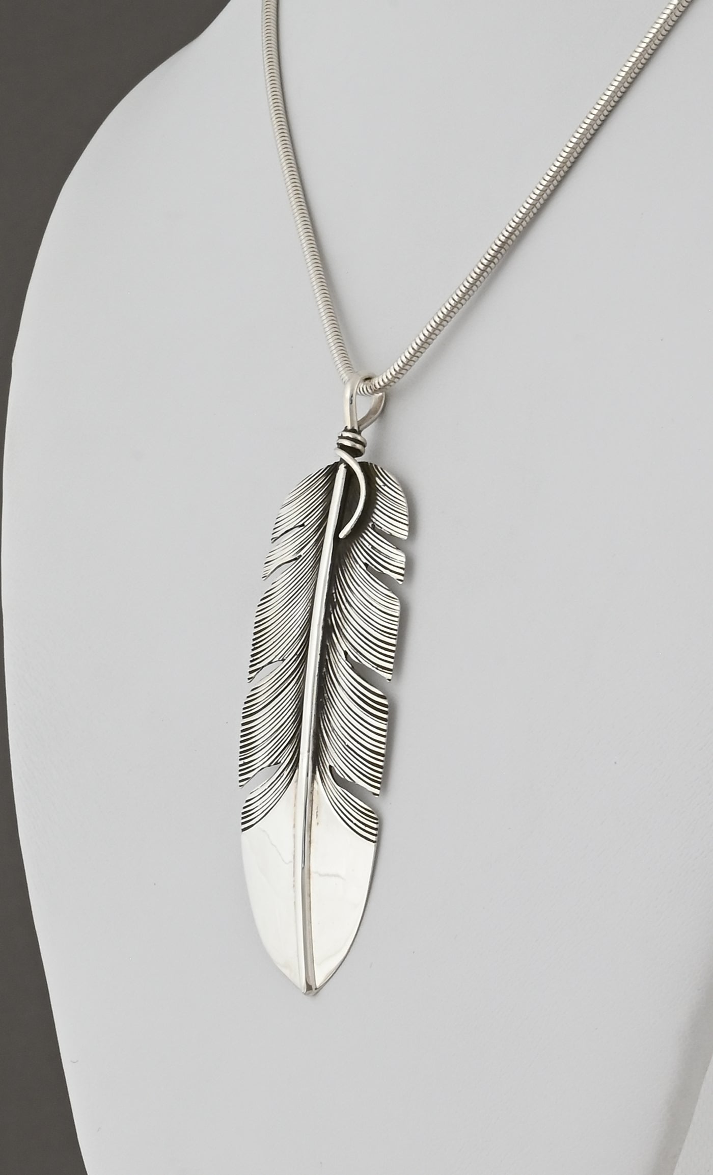 Feather Pendant by Lena Platero; 2  7/8"