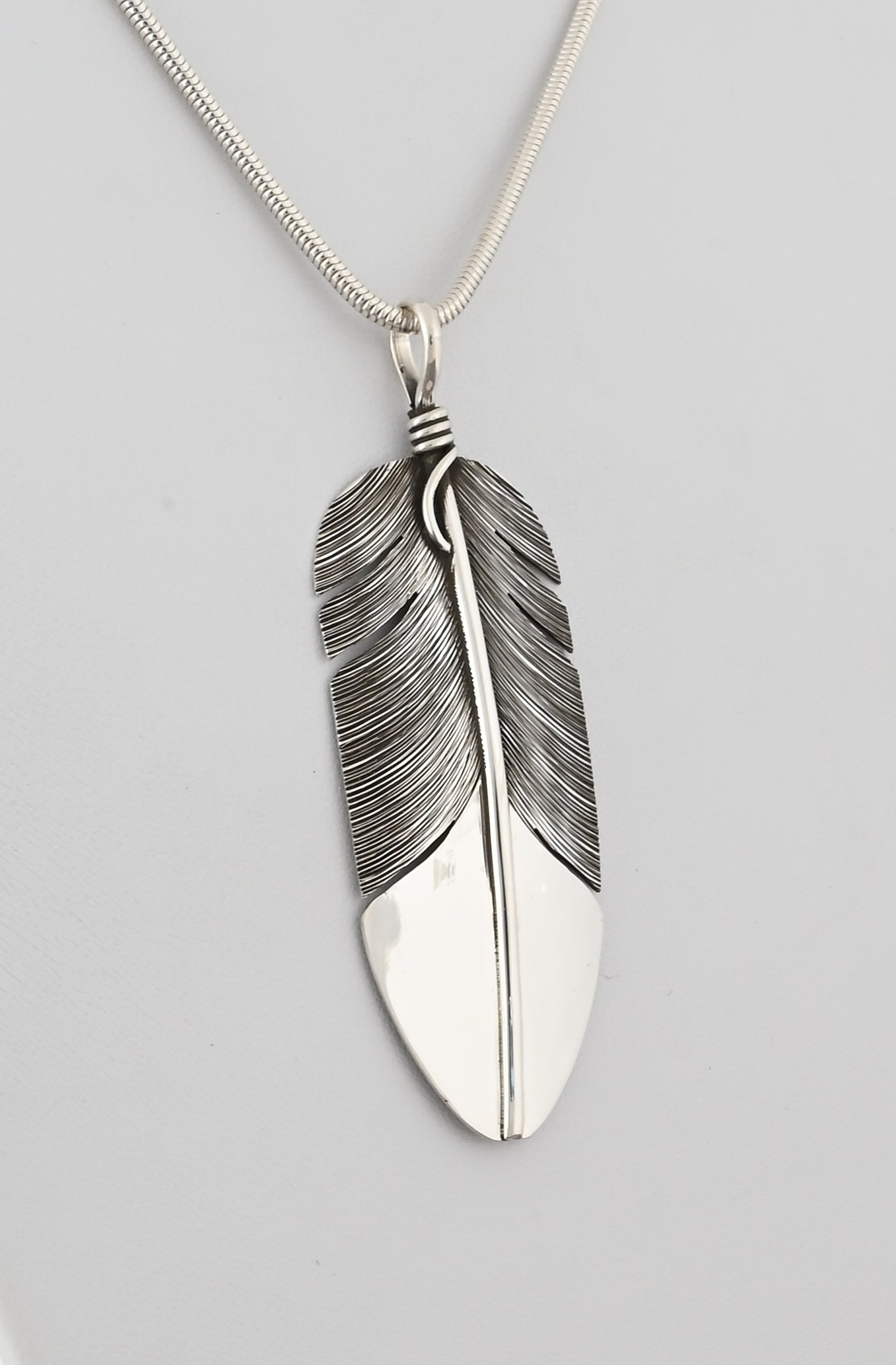 Feather Pendant by Lena Platero; 2 3/4"