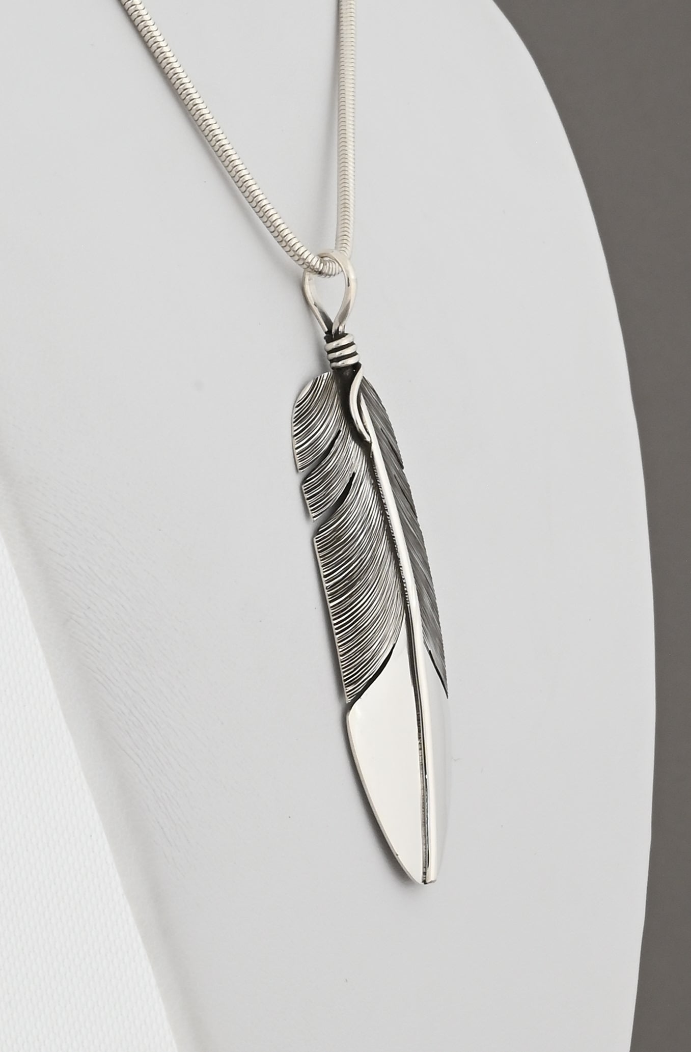 Feather Pendant by Lena Platero; 2 3/4"