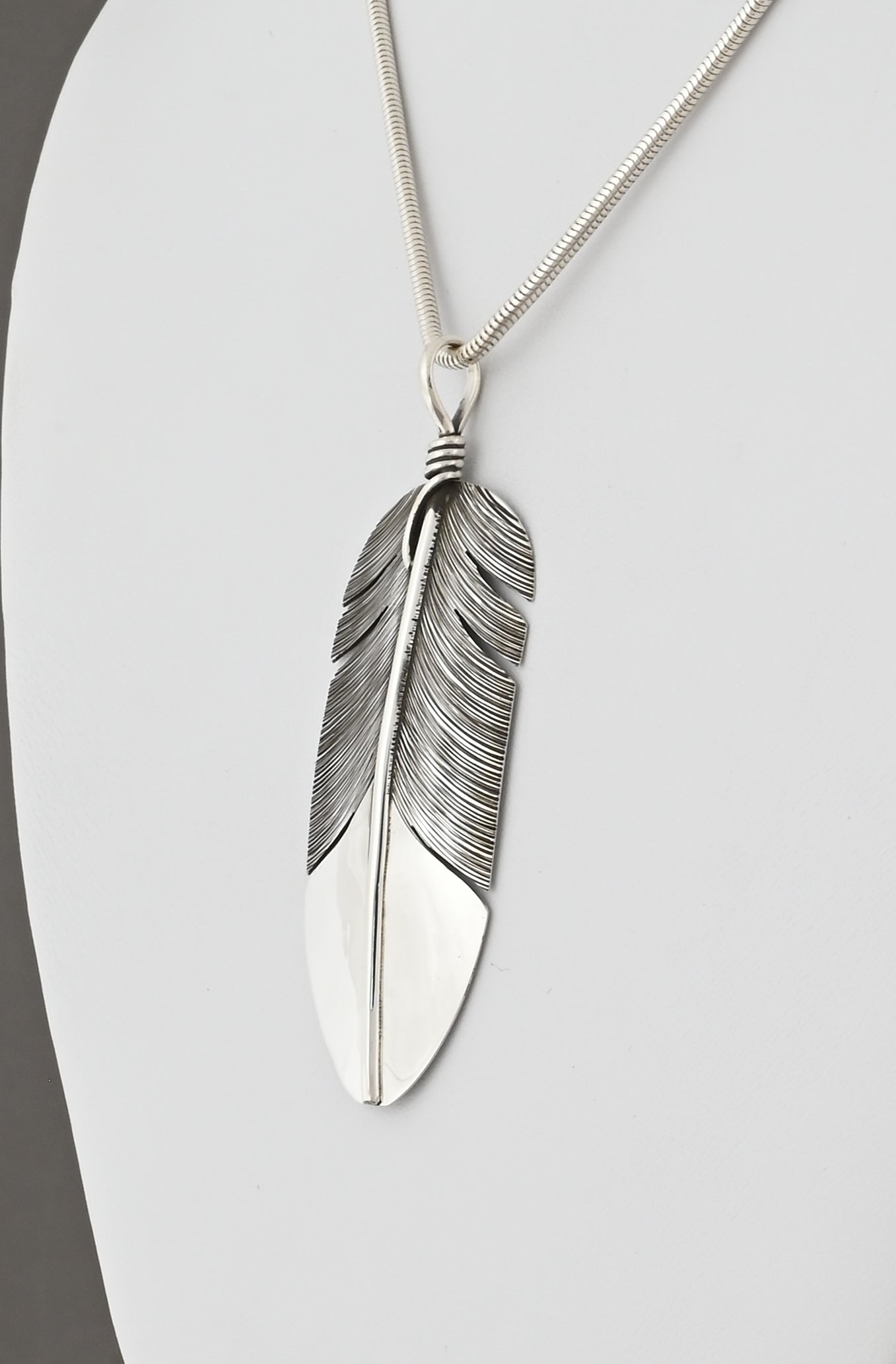 Feather Pendant by Lena Platero; 2 3/4"