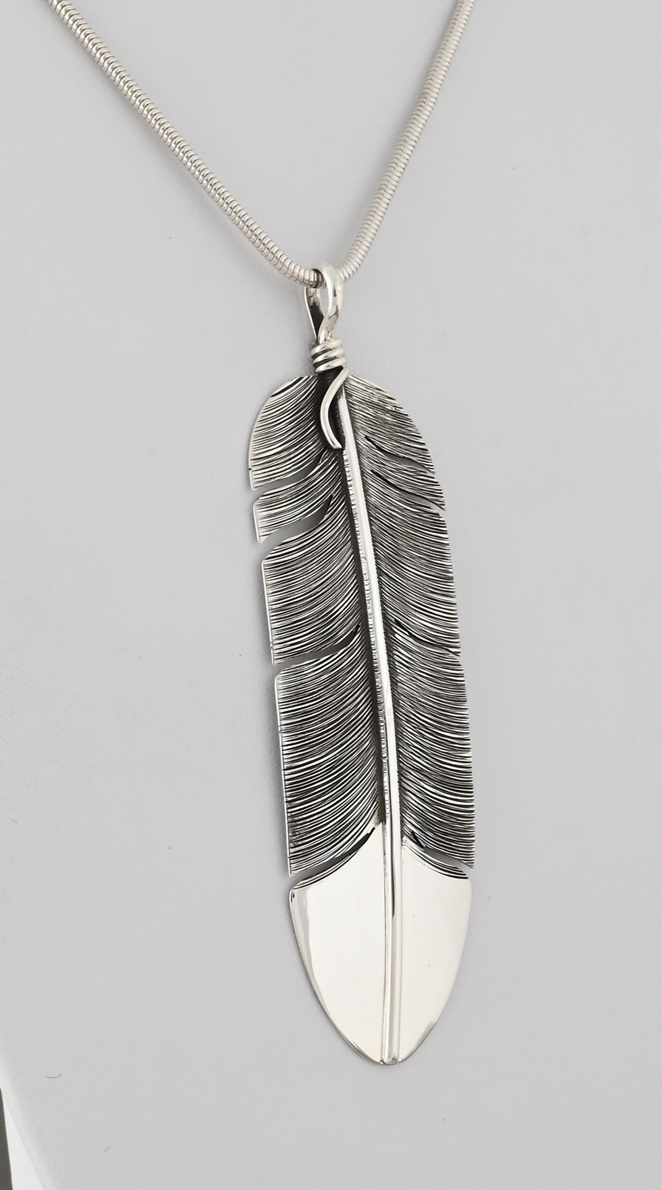 Feather Pendant by Lena Platero; 3.5"