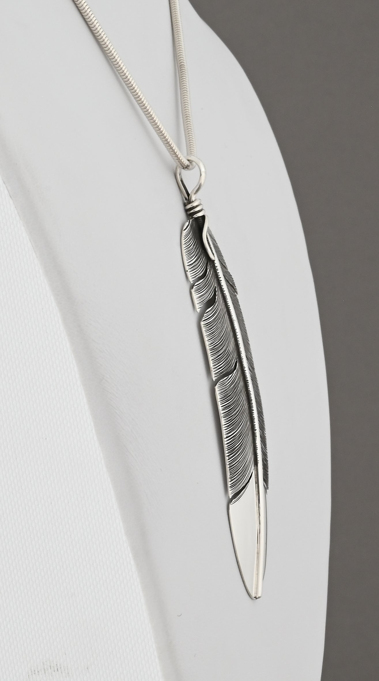 Feather Pendant by Lena Platero; 3.5"