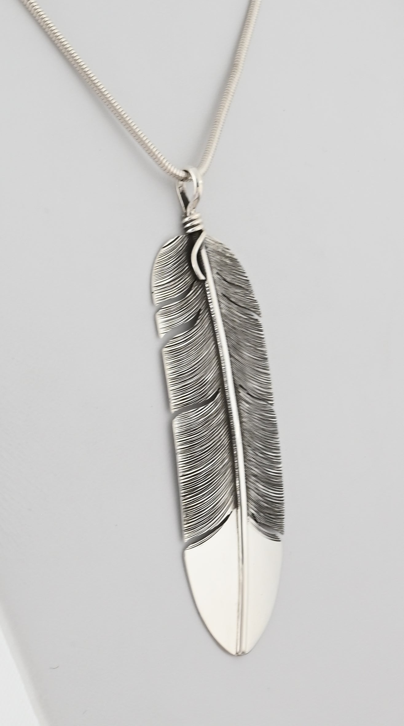 Feather Pendant by Lena Platero; 3.5"