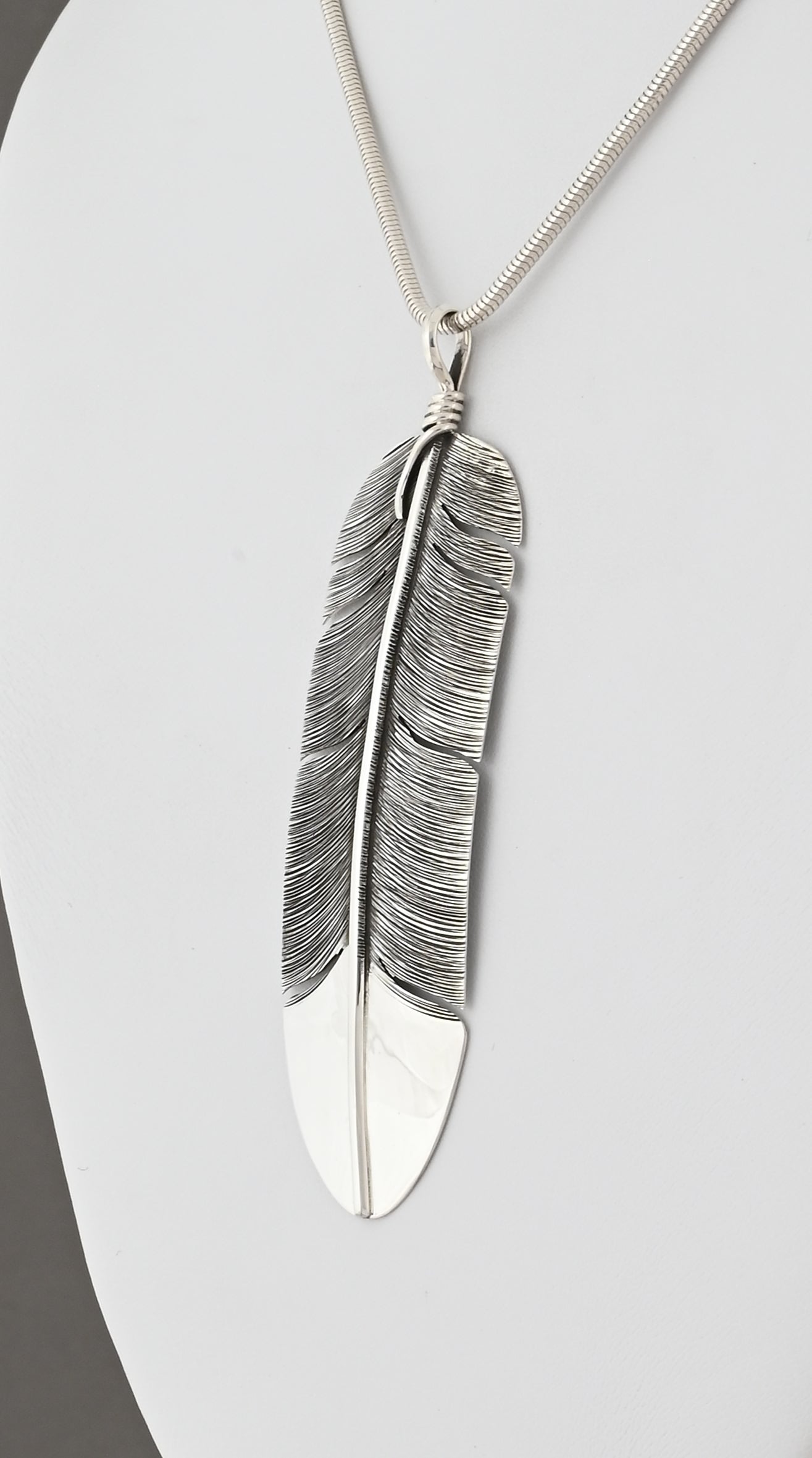 Feather Pendant by Lena Platero; 3.5"