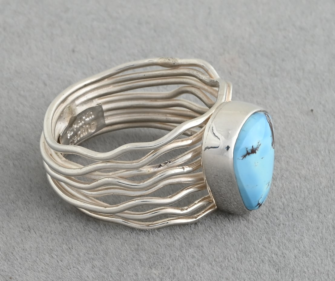 Multi-wire Ring with Golden HIlls Turquoise by Thomas Valencia