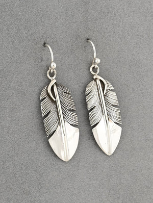 Feather Earrings by Raymond Coriz; 1.75" long