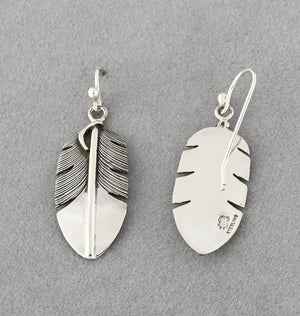 Feather Earrings by Raymond Coriz; 1.75" long