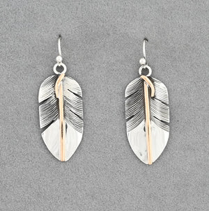 Earrings with Feathers and Gold Fill by Lena Platero