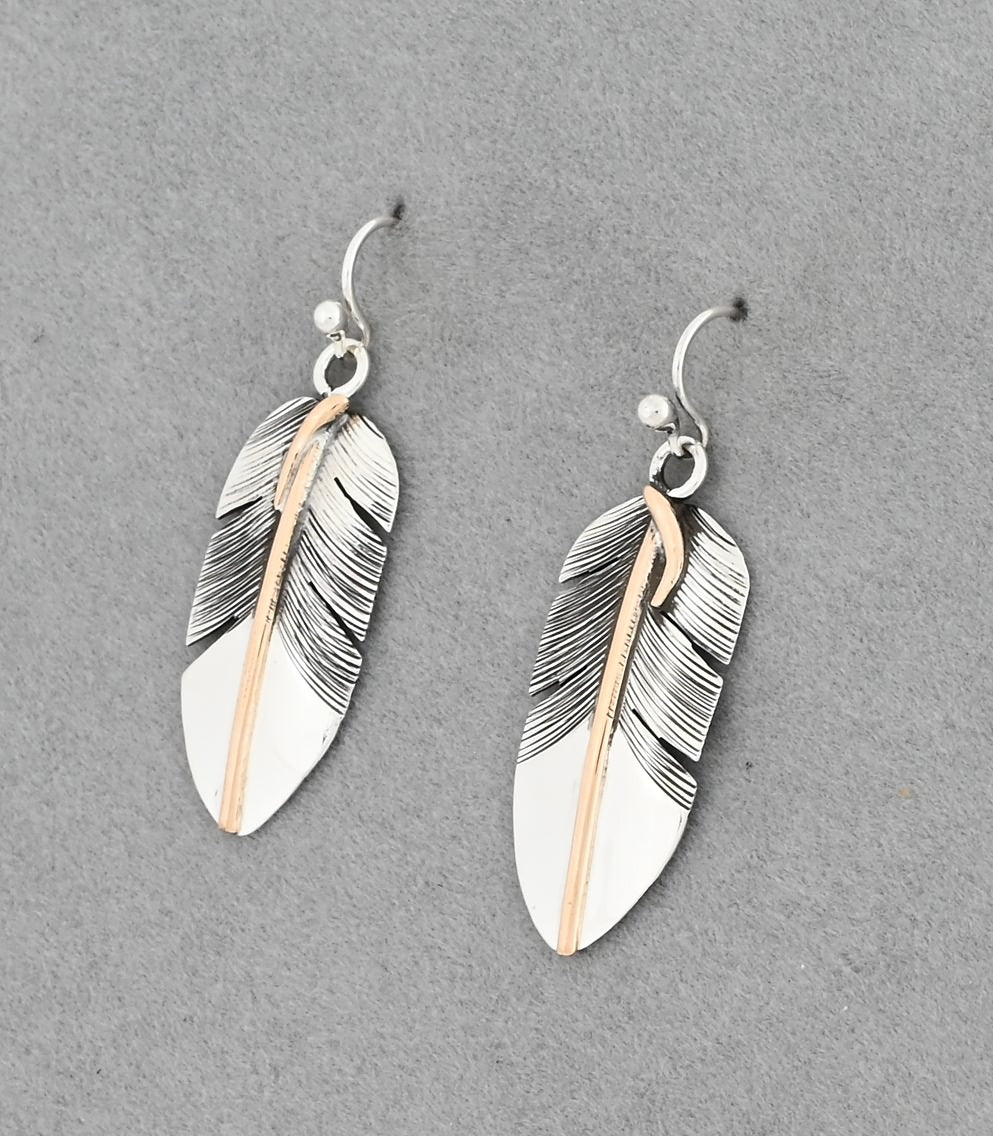 Earrings with Feathers and Gold Fill by Lena Platero