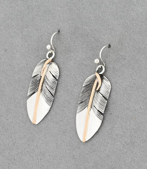 Earrings with Feathers and Gold Fill by Lena Platero