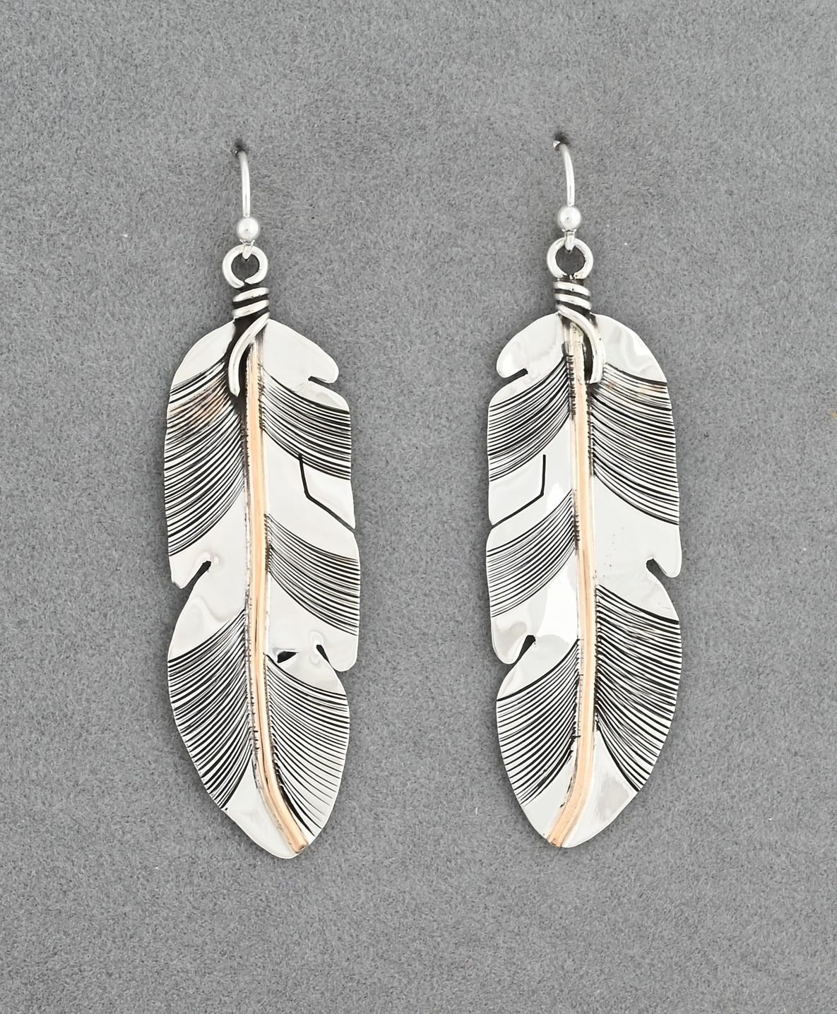 Earrings with Feathers and Gold Fill by Lena Platero