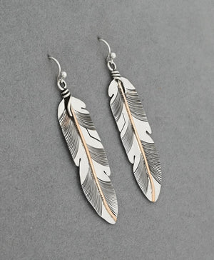 Earrings with Feathers and Gold Fill by Lena Platero