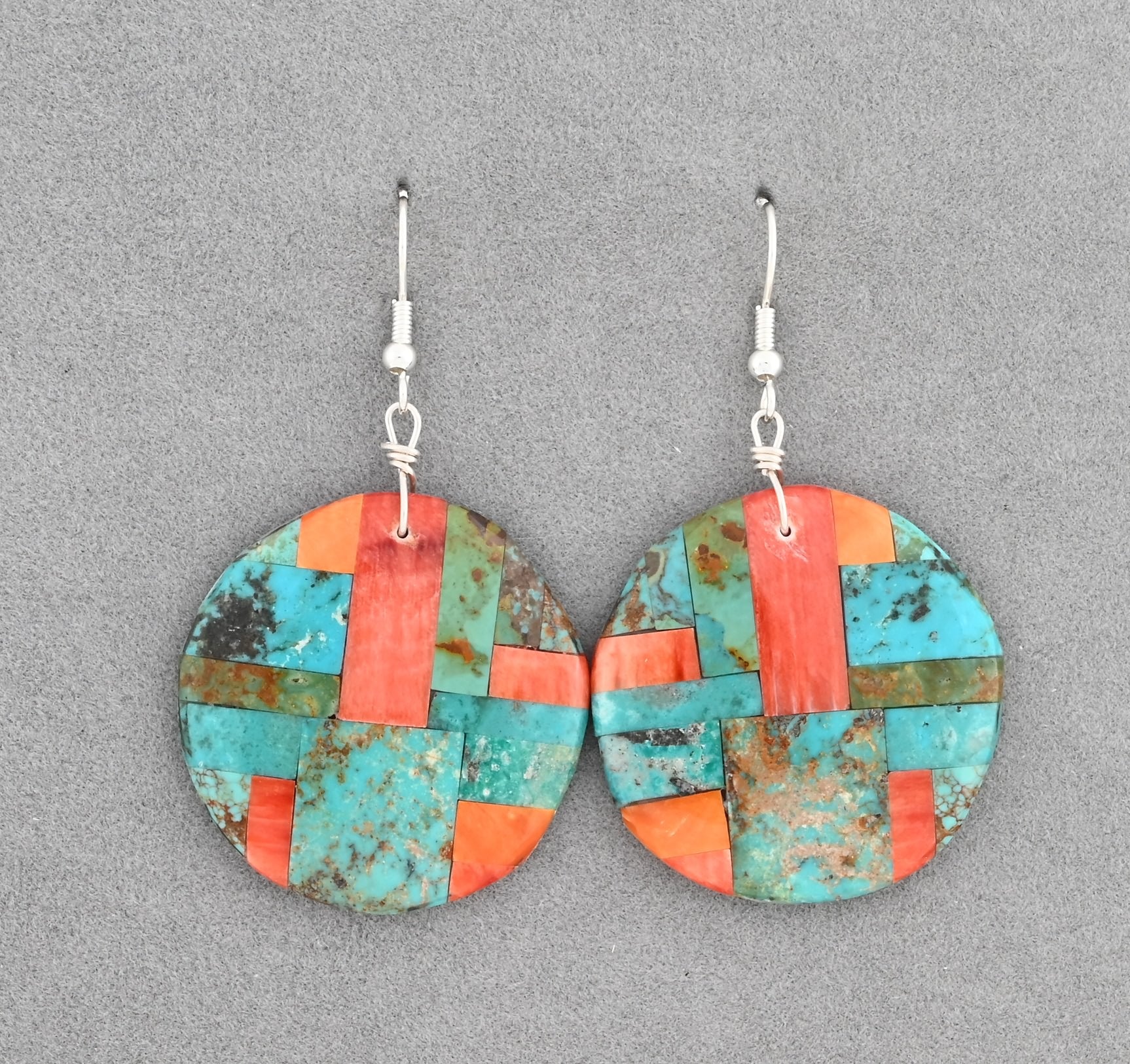 Earrings with Shell Mosaic Inlay by Daniel Coriz