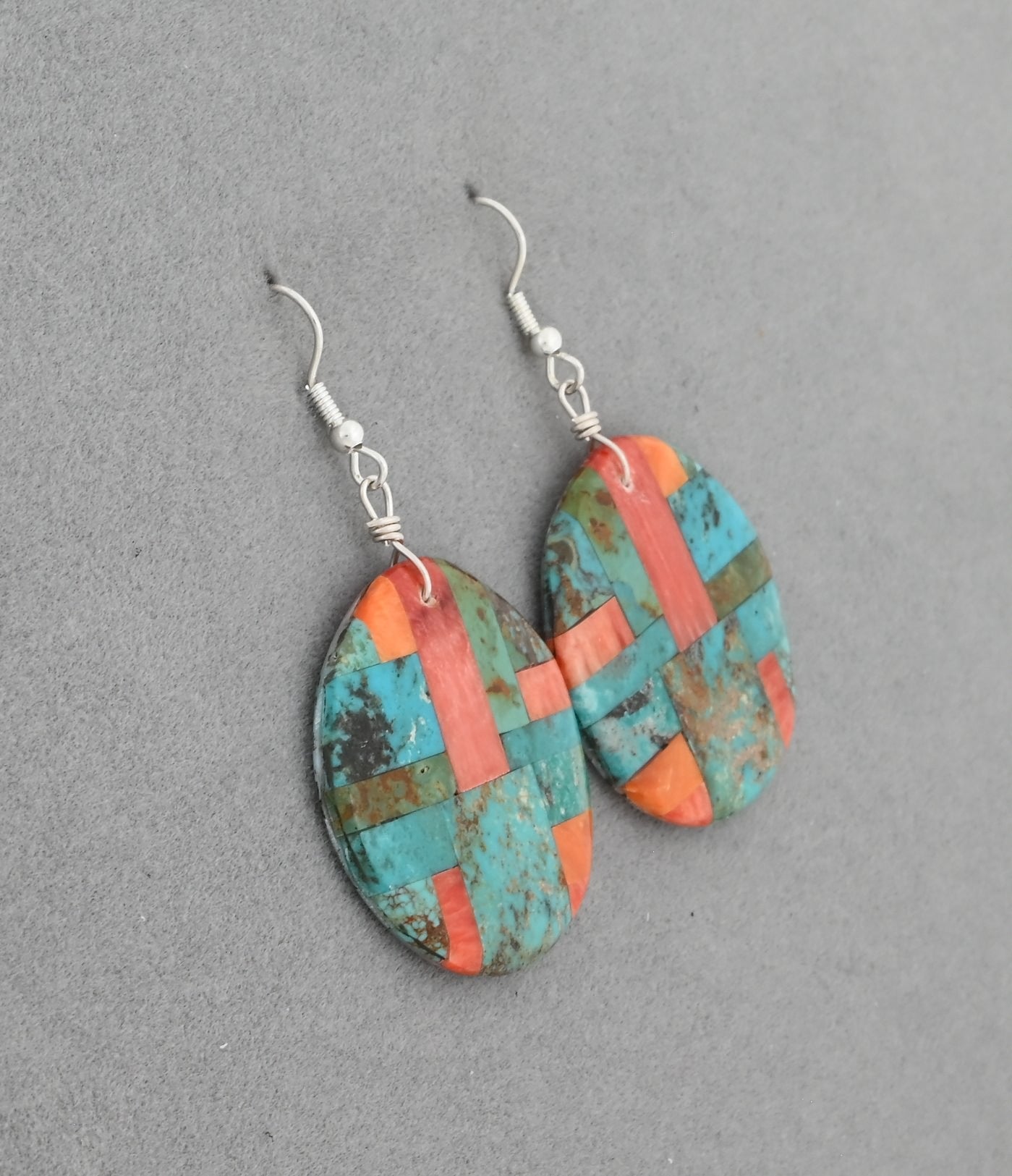 Earrings with Shell Mosaic Inlay by Daniel Coriz