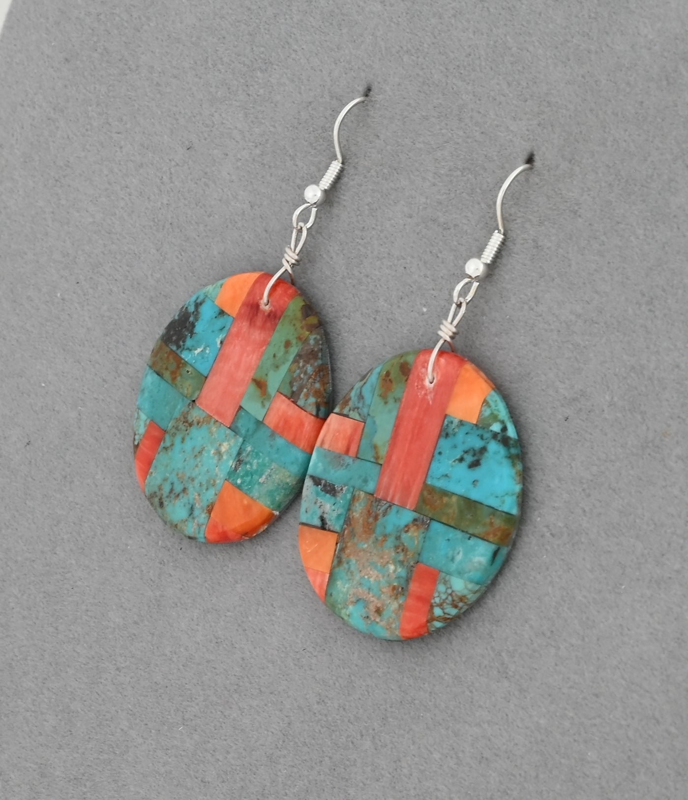 Earrings with Shell Mosaic Inlay by Daniel Coriz