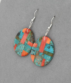 Earrings with Shell Mosaic Inlay by Daniel Coriz