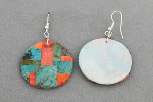 Earrings with Shell Mosaic Inlay by Daniel Coriz