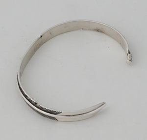 Bracelet, Sterling Silver Feather by Lena Platero