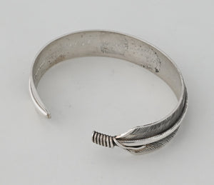 Bracelet, Sterling Silver Feather by Lena Platero