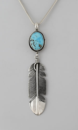 Feather Pendant with Turquoise