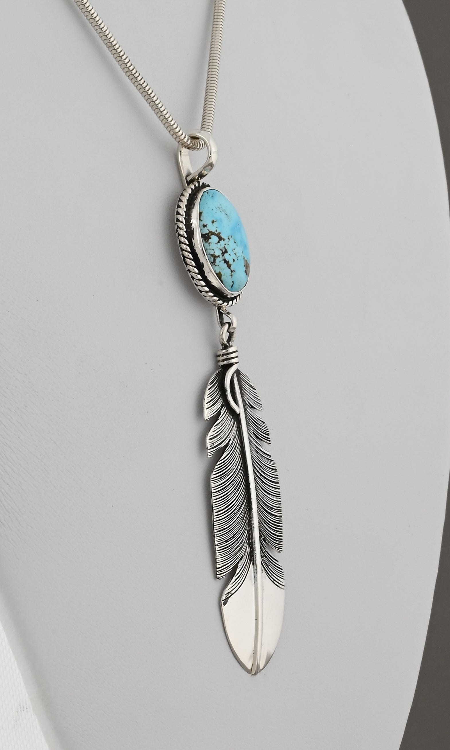 Feather Pendant with Turquoise